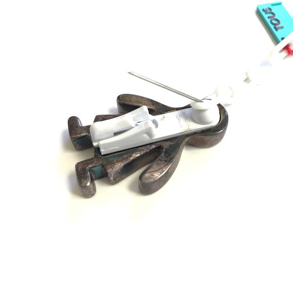 Tous Boy Charm Safety Pin Sterling Silver Vintage Jewlery Rare 1.75" with Box - Picture 6 of 11